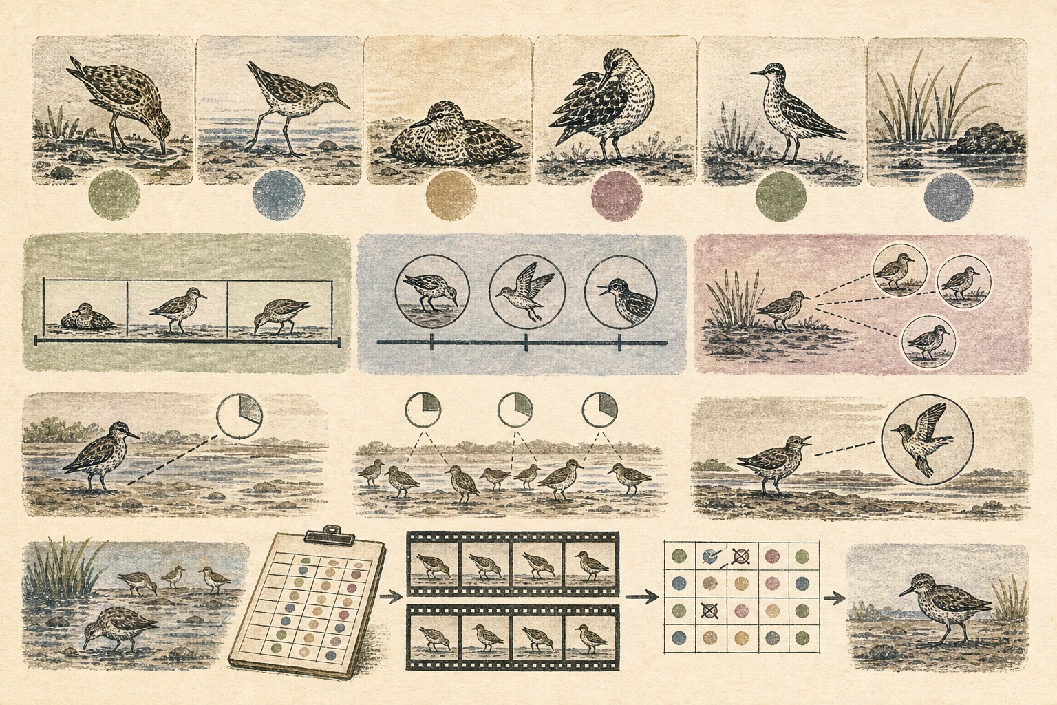 Text-free illustrated field protocol for “Documenting animal behavior with an ethogram”; the article points are listed below.