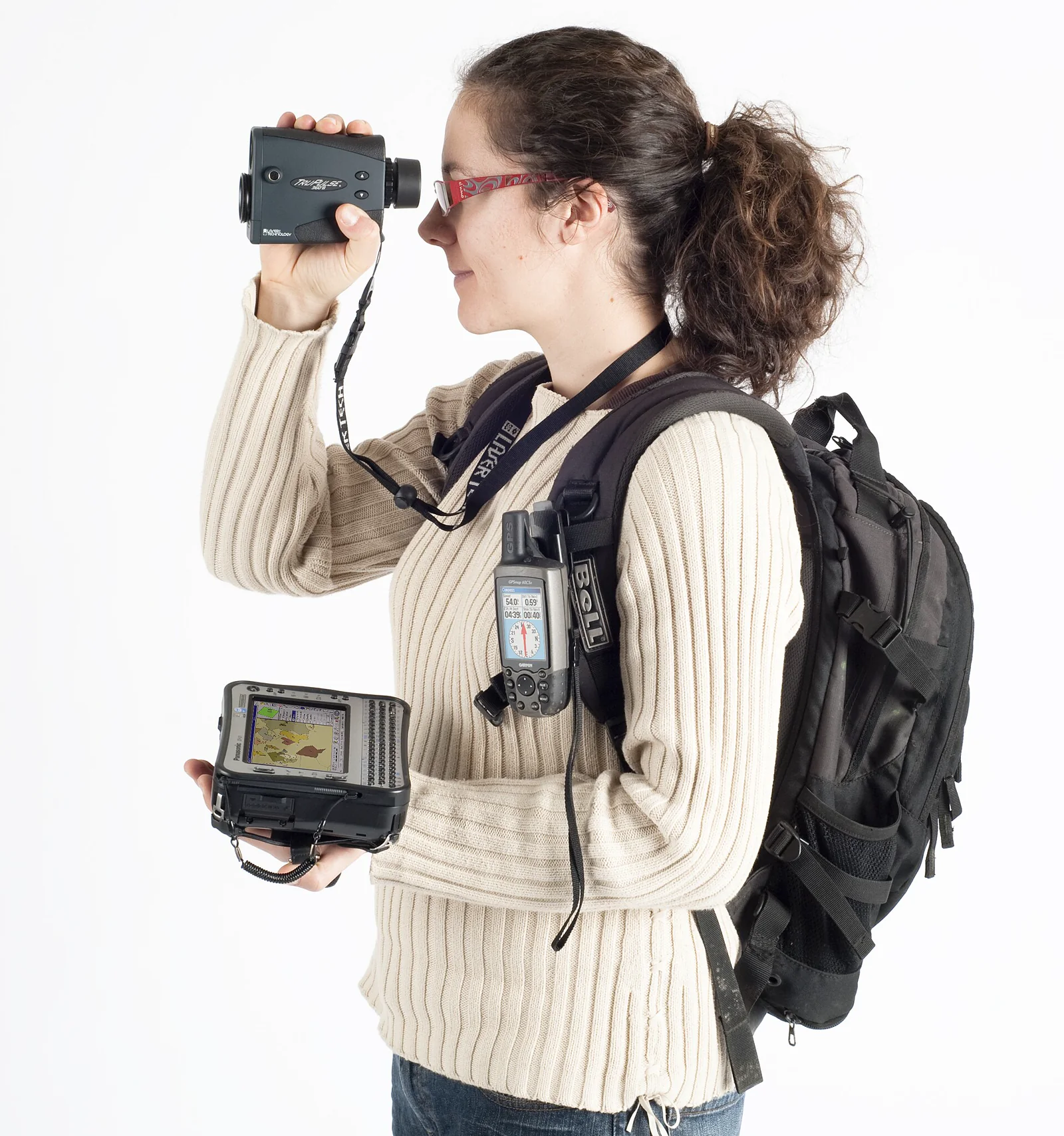 Field mapping equipment with a GPS receiver, rangefinder, and rugged computer.