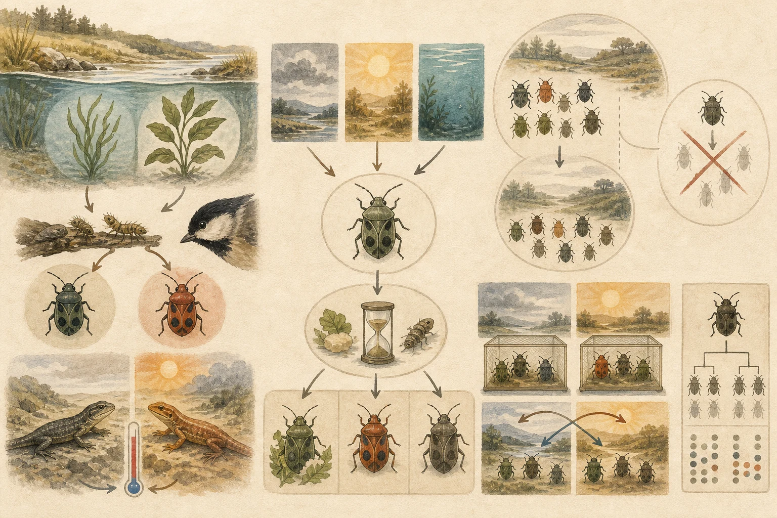 Text-free illustrated cause map for “Phenotypic plasticity explained”; the article points are listed below.